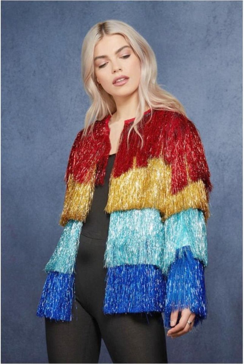 Fever London Kostuum Jacket -L/XL- Tinsel Festival Regenboog