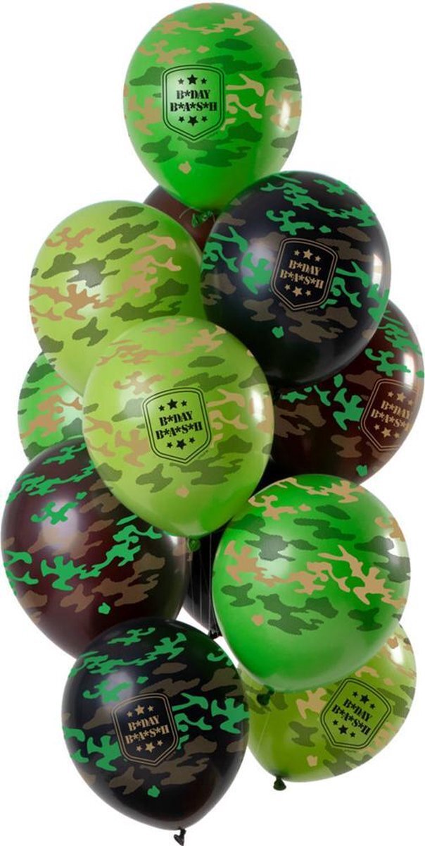 Folat Ballonnen Set 'Happy Birthday Camouflage' - 12 stuks