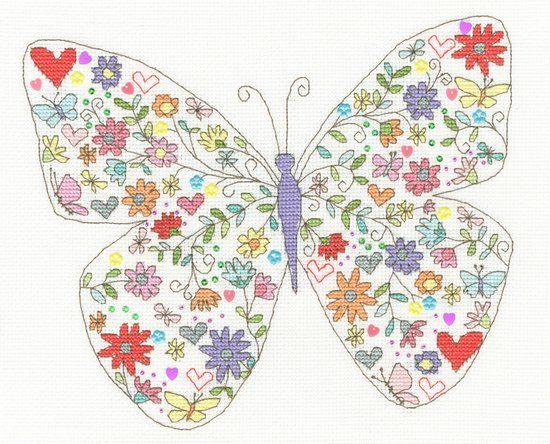 Bothy Threads Lovely Butterfly Aida Borduurpakket XKA21 - Kruissteekset - Dieren - Volwassenen