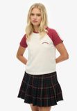 Superdry Essential Logo Retro T-shirt Dames Katoen Korte Mouw Maat 14 Desert Bone OW/Bordeaux Red