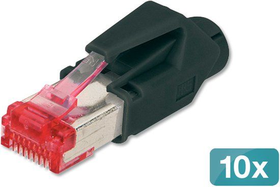 Digitus A-MO6-8-8-HRS-10 kabel-connector RJ-45 Zwart, Rood