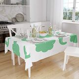Bonamaison Tafelkleed, Anti-Mold, Sneldrogend, Waterdicht, 100% Polyester Tafellaken, Petroleum Groen, Wit, 140 x 160 Cm