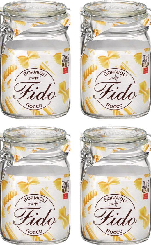 Natural Heroes Bormioli Rocco Weckpotten Fido 11 x 11 cm / 1 liter - 4 stuks