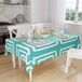 Bonamaison Tafelkleed, Anti-Mold, Sneldrogend, Waterdicht, 100% Polyester Tafellaken, Turkoois, wit, 140 x 160 Cm