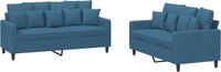 vidaXL 2-delige Loungeset met kussens fluweel blauw