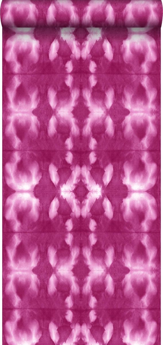 Esta Home behang tie-dye shibori motief intens fuchsia roze - 148684
