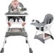 Chaise haute pour bébé - Modèle E500 - Pliable - Réglable - Facile à nettoyer - Porte-gobelet sur la tablette - Conforme à la norme EN - Convient jusqu'à 15 kg - Gris