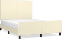 vidaXL Bedframe met hoofdbord, kunstleer, crèmekleurig, 140x200 cm