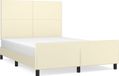 vidaXL Bedframe met hoofdbord, kunstleer, crèmekleurig, 140x200 cm