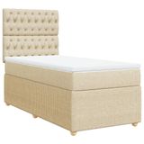 VidaXL Boxspringbed met matras, stof, crèmekleurig, 120x190 cm