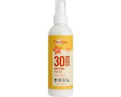 Derma Sun Kids - Zonnebrandspray SPF30 150 ml - Waterbestendig - UVA en UVB Bescherming - Parfumvrij - met Aloe Vera, Glycerine en Vitamine E - AllergyCertified