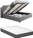 Vente-unique lit avec rangement velours gris clair 140 x 190 cm