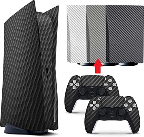 Generic | Console + Controllers Stickers | 4.69 | Carbon | Zilver | Bescherming Skin | Grip | Compatibel met PS5 - Playstation 5