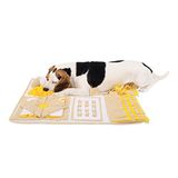 Snuiven lionto graafmat voor honden en katten, activiteitenmat om stress te verminderen en concentratie te stimuleren, 70 x 60 cm, gemaakt van machinewasbaar fleece met antislip onderkant, geel/bruin