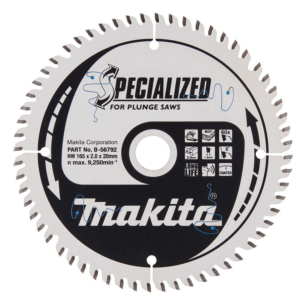Makita Accessoires Makita B-56736 SPECIALIZED INVALCIRKELZAGEN handcirkelzaagblad-165x20x1,4 mm 60T TCG