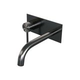 Brauer Gunmetal Edition Inbouw Wastafelmengkraan met Gebogen Uitloop en Afdekplaat Model A2 Gunmetal Geborsteld PVD