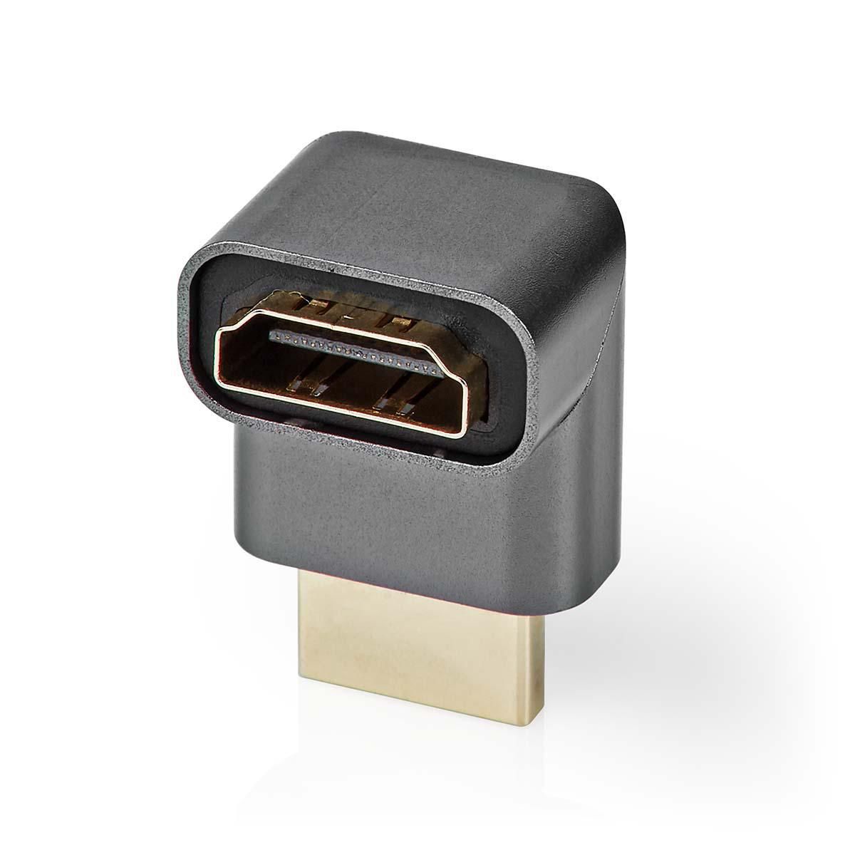 Nedis HDMI Adapter - HDMI Male / HDMI Female - 270° Gehoekt - Aluminium - Grijs
