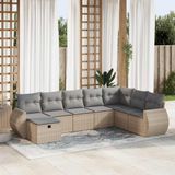 Maison Exclusive - Ensemble de meubles de jardin 8 pièces avec canapé et coussins, beige, en polyrotin