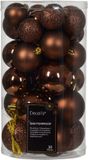 Decoris Boules de Noël en plastique marron 30 pièces 6 cm
