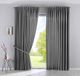 Cationic JENA gordijn met gordijnhouder, set van 2, grijs, ondoorzichtig, linnenlook, gemêleerd