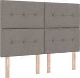 vidaXL LED Boxspringbed met hoofdeinde, Taupe, 140 x 200 cm, Stof