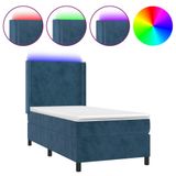 vidaXL Boxspringbed met matras en LED-verlichting, fluweel, donkerblauw, 180x200 cm