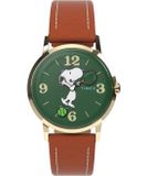 Timex Peanuts Marlin Snoopy Tennis TW2V88800 Horloge - Leer - Bruin - Ø 34 mm