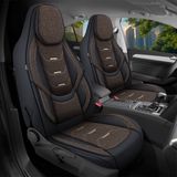 Bremer Sitzbezüge Etrusco Premium Camper stoelhoezen voor T Modell H12 in Zwart/Bruin (2 losse stoelen)