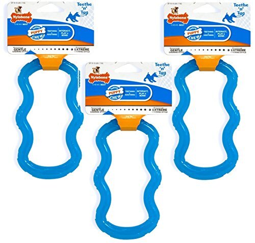 NYLABONE (3 Pack) Kinderziektes Puppy kauwen Teethe'n'Tug voor Puppies tot 15 lbs