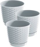 Prosperplast 4x Ronde Gevlochten Plantenpotten - Kunststof - Ø 16.5 cm - Wit