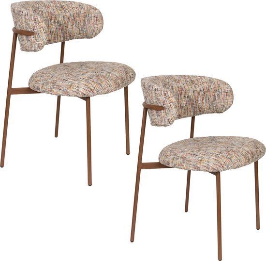 Housecraft living Claes Eetkamerstoelen Gemêleerd Multi - Set van 2