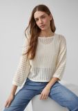 s.Oliver - dames - oversized ajour trui met vleermuismouwen - crème