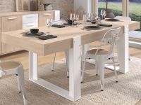 TRAVIS Table de salle à manger chêne/blanc design artisan