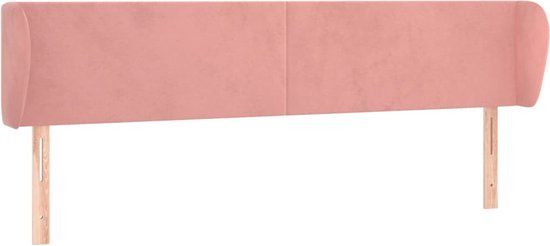 vidaXL Hoofdbord met randen fluweel roze 183x23x78/88 cm