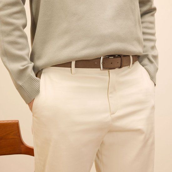 Manfield - Heren - Taupe suède riem - Maat 95