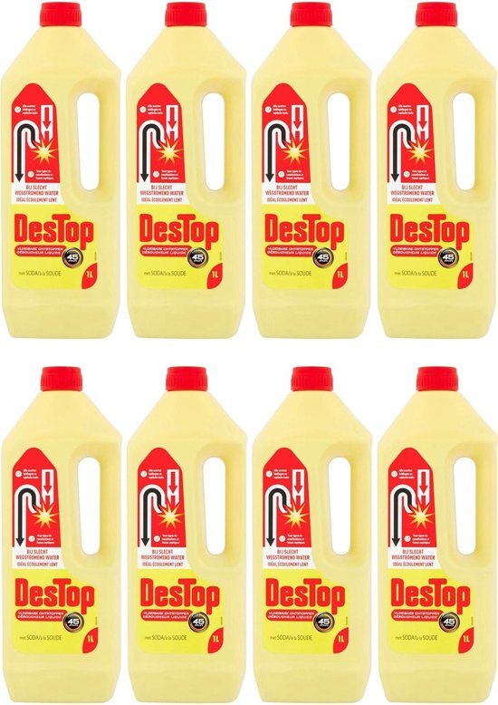 Destop - Vloeibare krachtige ontstopper - 8 x 1L