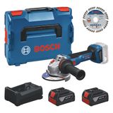 Bosch Blauw GWS18V-11S Accu haakse slijper (2x GBA18V5,0Ah, lader GAL12V/18V-80, diamantschijf) - 0615A500E6
