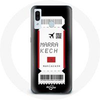 Maniacase Etui voor Samsung Galaxy A20 Vliegticket Marrakech Marokko