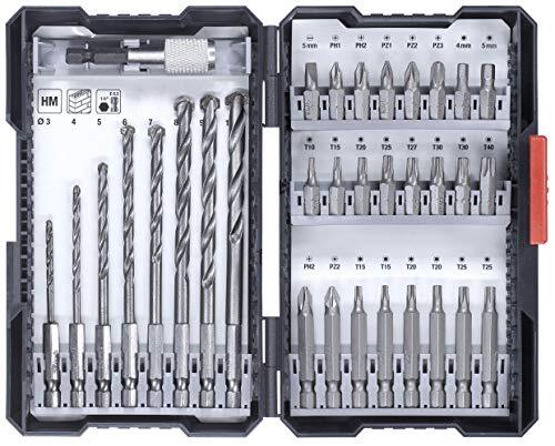 kwb 108940 33-delige doos met zeshoekige schacht, 8 x HM-steenboor en bits PH, PZ en TX in set incl. bithouder