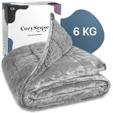 CozySense® Verzwaringsdeken 6kg - 135x200cm - Dubbelzijdig Zwaartedeken met Flanel & Sherpa Kant - Weighted Blanket met GLASS-Flow® Drukverdeling - Verzwaarde Deken - Grijs