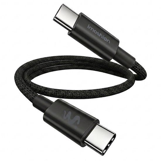 imoshion Braided USB-C naar USB-C kabel 100W - 0,25 meter - Zwart
