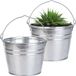 Esschert Design Emmer/plantenpot/bloempot - 2x - zink - zilver - D25 x H19 cm