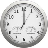 BonVivo Timerider Wandklok met Radio, Nauwkeurig, Stil, voor Woonkamer/Keuken/Kantoor, Wandklok, Aluminium, met Geïntegreerde Thermometer en Hygrometer - 30,5 cm
