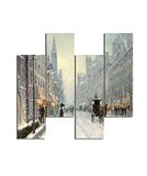 Homemania Winterfoto, 4 steden en landschappen per woonkamer, meerkleurig, van MDF, 76 x 0,3 x 50 cm