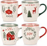Home & Styling Set de 4 gobelets de Noël en terre cuite 200ml