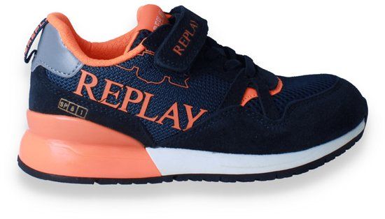 Replay Jongens Sneaker Shoot Jr Navy Fluo Orange