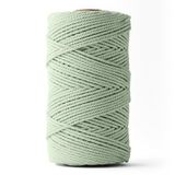 Ledent macramé touw (3mm, 120M), dubbel getwist - 100% geregenereerd katoenkoord - Macramé touw in het eucalyptus om mee te knutselen.