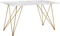 Beliani Eettafel marmerlook wit/goud 140 x 80 cm KENTON