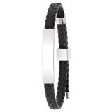 Lucardi Heren Armband zwart - Staal - Zilverkleurig