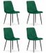 LEOBERT Set van 4 Eetkamerstoelen TURIN Groen – Velvet Bekleding, Modern, Ergonomisch Design, Zwarte Metalen Poten, Max. 120 kg